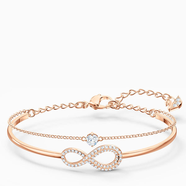 Swarovski Infinity Bangle, White, Rose-gold Tone Plated